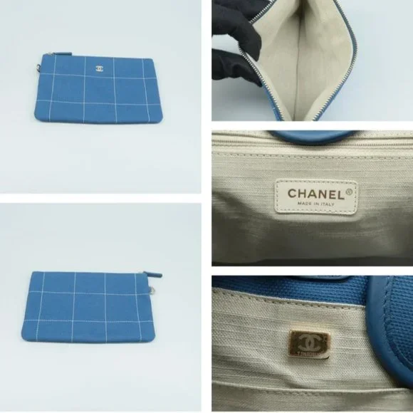 100% Authentic CHANEL Lady First Blue W/P Cloth Tote Bag - Picture 11 of 12